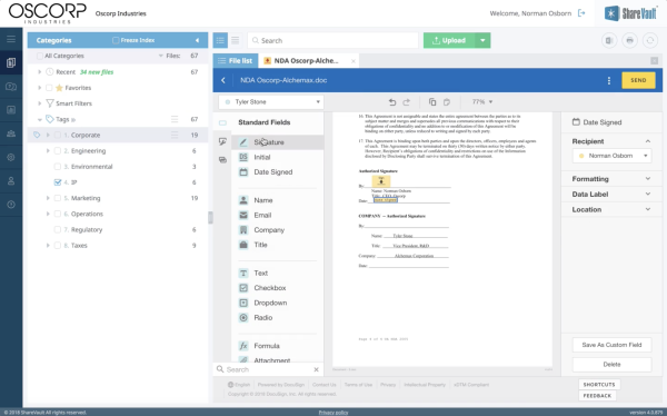 Secure Integration with DocuSign, Box, DropBox, Microsoft 365, SharePoint